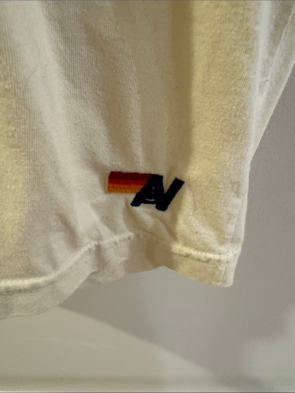Aviator Nation Cream Tee with Multi-Stripe Retro Circle Logo - Picture 2 of 6